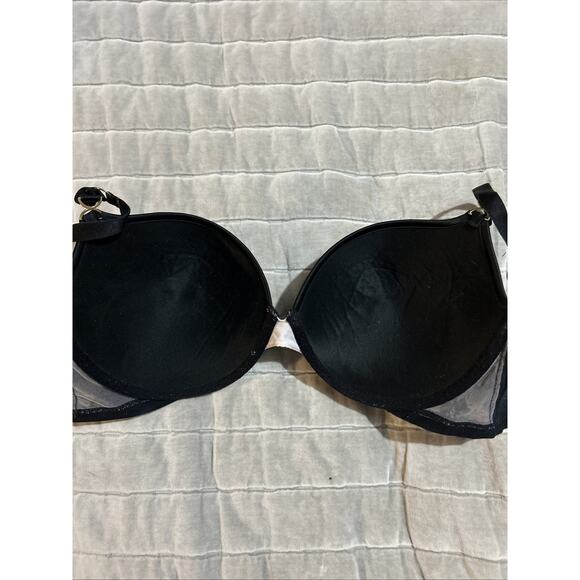 Victoria’s Secret Padded Demi Bra Black White Lace 36DD Underwire - Picture 5 of 6